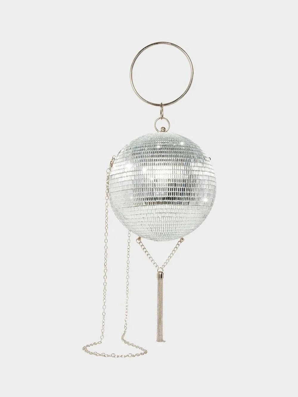 Betsey Johnson - Dancing Queen - Silver Disco Ball Evening Bag with Chain